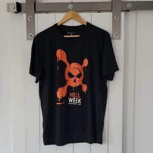 Orangetheory Black Tee with Orange Skull Graphic